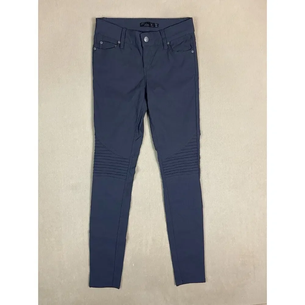 prAna Pants Womens 2‎ Gray Moto Brenna Skinny Slim Fit Stretch Low Rise